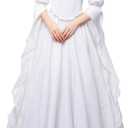Renaissance Costume Women Victorian Gothic Witch Dress (Small-Medium, White)