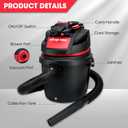 Shop-Vac 5760288 2.5 Gallon Wet/Dry Vacuum, 2.5 Peak HP, 1.25 Inch Diameter x 4 Ft Hose, Portable Compact Design