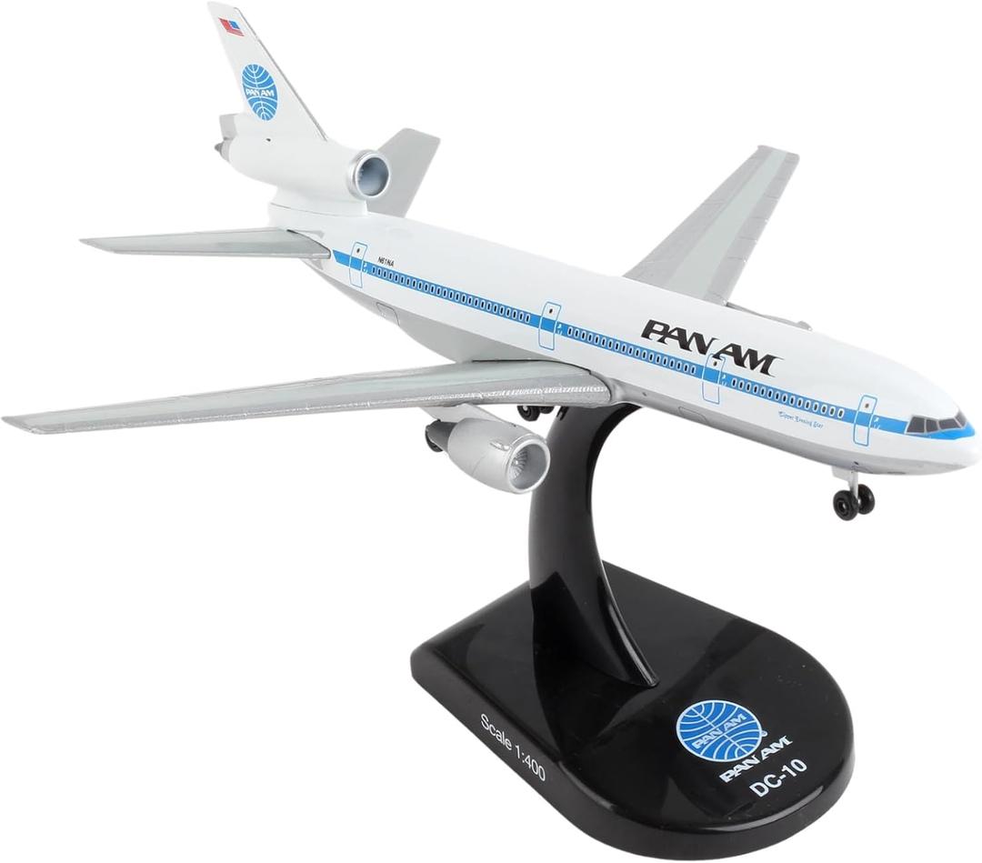 Daron Pan Am DC-10 1/400 Die-Cast Collectible Airplane Model with Display Stand  Perfect for Ages 14+