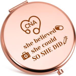 CNA Gift Compact Mirrors for Women Certified Nursing Assistant Gifts CNA Week Gift Medical Student Appreciation Gifts Retirement Birthday Graduation Present for Nurse Folding Makeup Mirror
