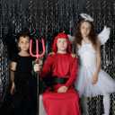 Black Fringe Curtain Party Streamers 5Pcs Foil Fringe Backdrop Curtains Wave Tinsel Streamers Black Party Decorations Door Streamers for Birthday Wedding Bridal Shower Halloween Decor