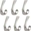 6 Pack Towel Hooks for Bathrooms Wall Mounted, Brushed Nickel Bathroom Hooks for Towels, Robe & Towel Hook for Wall, Modern Bath Towel Hook