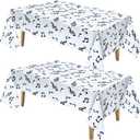 108 x 54 Inch Musical Notes Tablecover Musical Plastic Tablecloth Disposable Table Cover Notes Theme Birthday Party Decoration Supplies(2 Pieces)