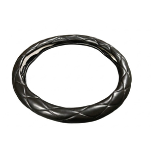 Black Quilted Leatherette Steering Wheel Cover