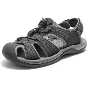 DREAM PAIRS Men's Support Sandals Outdoor Hiking Sandals Closed Toe Athletic Lightweight Walking Comfortable Sandals Water Shoes, Size 11, Black/ Dark Grey, DMUMST2503