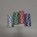 SEETOOOGAMES 100 Pieces 11.5g Clay Composite Dice Striped Casino Poker Chips- 4 Colors (red, Green, White and Blue)