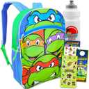 Teenage Mutant Ninja Turtles Backpack for Boys - Bundle with 16 TMNT Backpack, Water Bottle, Stickers, More | TMNT Backpack Kids