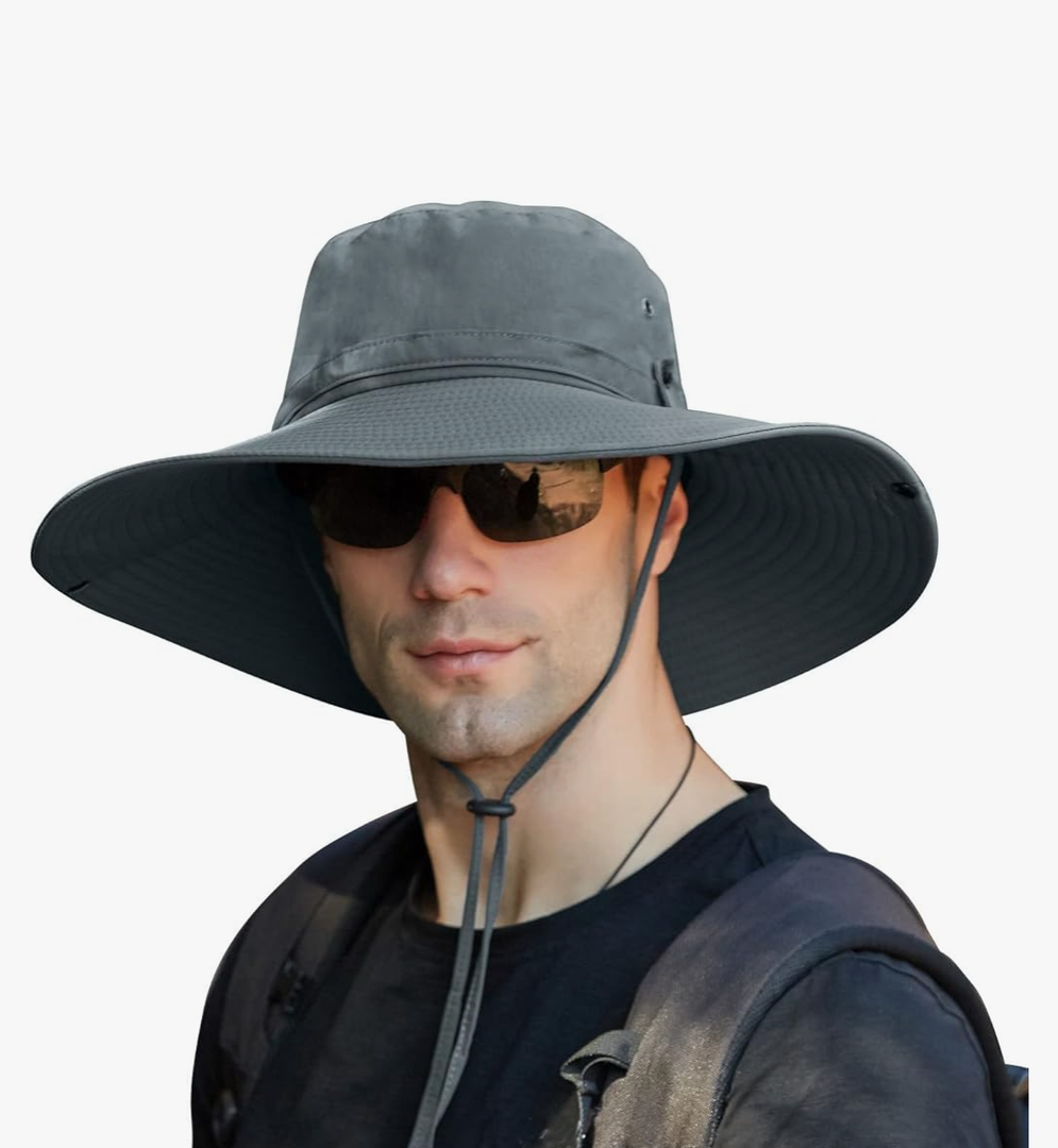 Sun Hat for Men,【UPF50+Waterproof Wide-Brim】 Boonie-Hat Sun-Hat Fishing-Hat for Safari Hiking Beach Garden,58-60cm