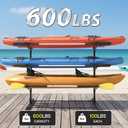 LotFun Kayak Storage Rack, Freestanding Heavy Duty Adjustable Kayak Stand Indoor Outdoor Storage Rack Garage, with Wheels and Foot Pad, for Kayaks, SUPs, Canoes, Surfboard (3 Levels for 6 Kayaks)
