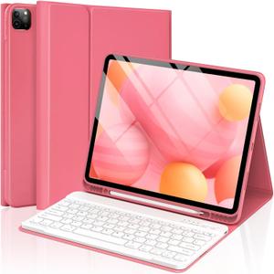 TQQ for iPad Air 13-inch (M4/M3/M2, 2026/2025/2024) & Pro 12.9 inch Case with Keyboard, Keyboard case for 12.9-inch iPad Pro 6th/5th Gen - with Pencil Holder for iPad Air 13-inch 2026 (Watermelon Red)