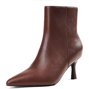 Elisabet Tang Women's Pointed Toe Booties 3 inches Heels Ankle Boots with Side Zipper Dressy Comfy Work Formal Winter Fall, Size US 8