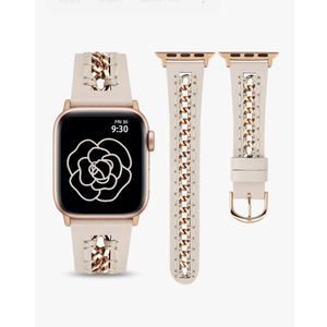 Minyee Leather Band Compatible with Apple Watch Bands 38/40/41/42/44/45/46/49mm Women,Dressy