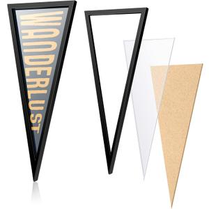 Pennant Frame Wood Flag Frame for 12 x 30 Inch Pennants Display Holder 1 Inch Team Flag Case, Black(1 Pcs)