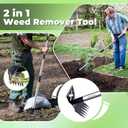 Weed Puller Tool with Long Handle, 60'' Weed Remover Weeding Tool, Heavy Duty 2 in 1 Manual Weed Rake and Garden Hoe, Gardening Weeder Tools for Yard, Lawn, Patio, Garden