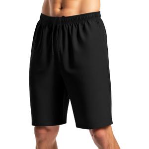 Men's Athletic Shorts 9'' Quick Dry Workout Running Shorts Lightweight Sports Gym Basketball Shorts with Pockets (Black)