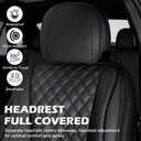 Car Seat Covers Full Set, Black Faux Leather Waterproof Seat Protectors, Breathable with Lumbar Support, Front Seats Back Seat Covers,Wear-Resistant Universal Fit for Most Cars, Trucks, SUV