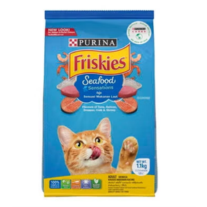 Purina Friskies Dry Cat Food Seafood Sensations With Salmon, Tuna, and Shrimp Flavors 3.15 lb. Bags, BBD 04/2026