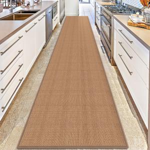 17ft Hallway Runner Rug Mat Non Slip, Rubber Backed Absorbent Floor Rug Carpets, Runner for Entryway Porch Backyard Dining Room, Camel 2'4" x 17' (Rectangular)