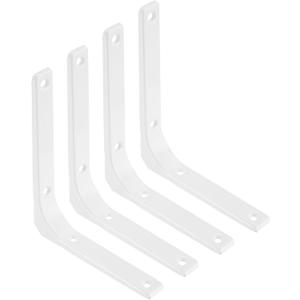 uxcell 4Pcs Floating Shelf Brackets, 5 x 6 Inch Heavy Duty Wall Shelf Supports, Steel Joint Angle Brackets for Wood Shelves, Cabinets, Countertop Support, White