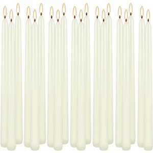 Howemon 20 Pack Ivory Taper Candles 12 Inch Tall 3/4 Inch Thick Burn 10 Hours