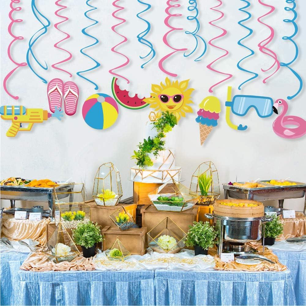 2 x Pool Party Decorations,Summer Decor,Pool Hanging Swirl Decorations,Themed Birthday Party,Ceiling Decorations for Home,Classroom,Office(30ct