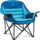 Oversized Camping Chair, Portable Folding Camping Chairs with Side Pocket, Cup Holder and Carry Bag, Heavy Duty Outdoor Camping Chairs for Adults, Fishing, Sports, Trip, up to 400lbs, Style 1 (Blue)