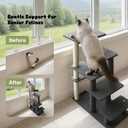 5-Step Pet Steps for Cats/Dogs, Cat Stairs with Sisal Scratching Post, Cat Steps for Older Cats with Enlarge Perch, Pet Stairs for High Bed and Couch, Gray