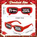 Cuffbow 12 Pcs 2026 Graduation Glasses Prom 2026 Sunglasses Bulk Plastic Eyeglasses Graduation Prom Party Supplies Photo Booth Props (Red)