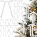 24 Pcs White Velvet Bows Christmas Tree Ornaments Valentines Day Bows Decoration for Garland Home Coquette Wedding Decor (5 x 7 Inch,Width of 5/8")