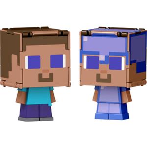 Mattel Minecraft Flippin Figs Figures with 2-in-1 Fidget Play, 3.75-inch Scale Toy with Large Head & Pixelated Design (Characters May Vary)