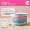 Elk and Friends Kids 7.8 Porcelain White Plates with Silicone Sleeves | Divided Plates | Suitable for Kids/Toddlers | Microwave & Dishwasher Safe | Non Slip | Snack Dishes