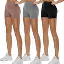 3 Pack High Waisted Biker Shorts for Women – Black Workout Yoga Compression Novelty Shorts for Running, L/XL