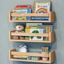 NATURE SUPPLIES Nursery Book Shelves, Set of 3 Floating Bookshelves for Wall for Nursery Decor & Playroom Decor, Bookshelf Kids, Baby Book Shelf Organizer (Natural Wood) (3 Pack-16.4 Inches)