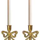 Gold Bow Taper Candle Holder Modern Candlestick Holders Metal Candle Holders Set of 2 Table Mantel Decorative Candle Sticks for Wedding, Dinning, Party, Home Decor, 