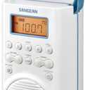 Sangean H205 Shower Radio AM/FM Waterproof, Weather Alert, Digital Tuning, White