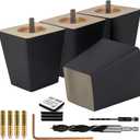 Airy Abode Premium Black Square Furniture Legs (Full Install Kit) - Pick Your Size and Color