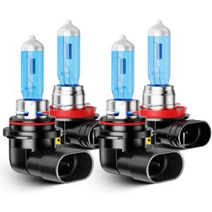 Upgraded Halogen Light Bulbs Compatible For Dodge RAM 1500 2500 3500 2009-2023, 9005 High and H11 Low Beam Headlight Bulb Kit, 300% Brightness 6000K White Halogen Bulbs, Plug n Play, 4-Pack