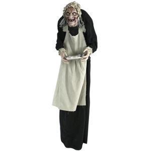 Haunted Hill Farm 5-Ft. Zombie Animatronic Maid with LED Lights & Sound