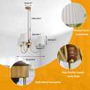BOKT Modern Sputnik Chandelier Pleated Fabric Gold Semi Flush Mount Chandelier with 3-Light Kitchen Island Adjustable Ceiling Hanging Light American Style Chandelier for Indoor Living Room