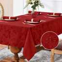 Romanstile Jacquard Rectangle Tablecloth - Waterproof Damask Floral Decorative Table Cloths Heavy Weight Fabric Table Covers for Dinner/Parties/Holiday - 60 x 102 Inch, Red