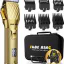 FADEKING Professional Hair Clippers for Men - Cordless Barber Clippers for Hair Cutting, Rechargeable Hair Beard Trimmer with LED Display & Quality Travel Storage Case (Gold)