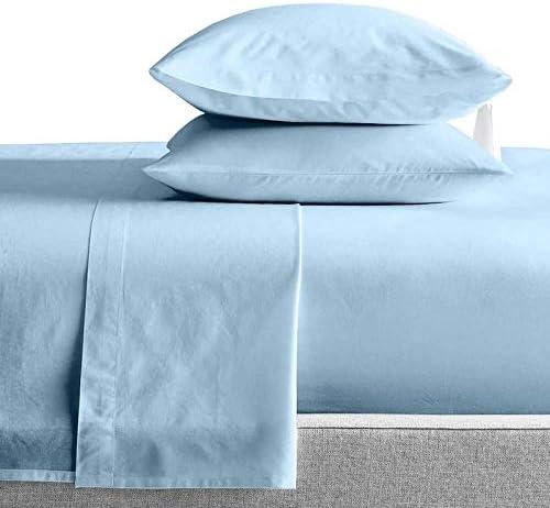 Kamas 2PC Sheet Sets Light Blue Twin XL Sheets Set, 1000 Thread Count Egyptian Cotton, Sateen Weave for Soft and Comfort Feel, Fits Mattress Upto 16'' Deep Pocket
