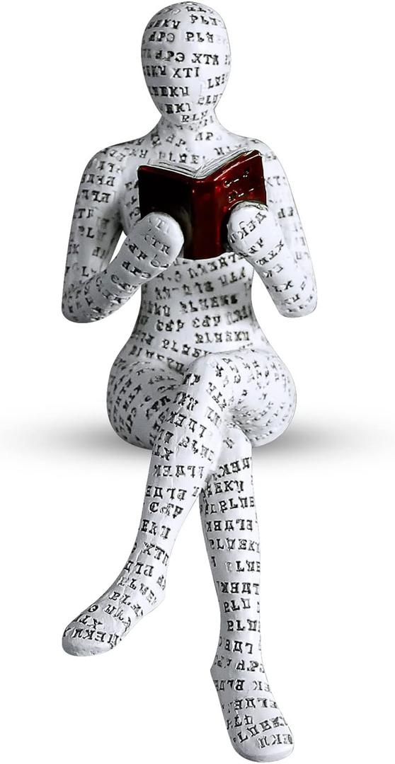 Reading Lady Statue, Lady Statue Decorative Female Figurine Thinker Statue Aesthetic Sculpture for Room Decor, Bookshelf, Desk, Modern Abstract Decor