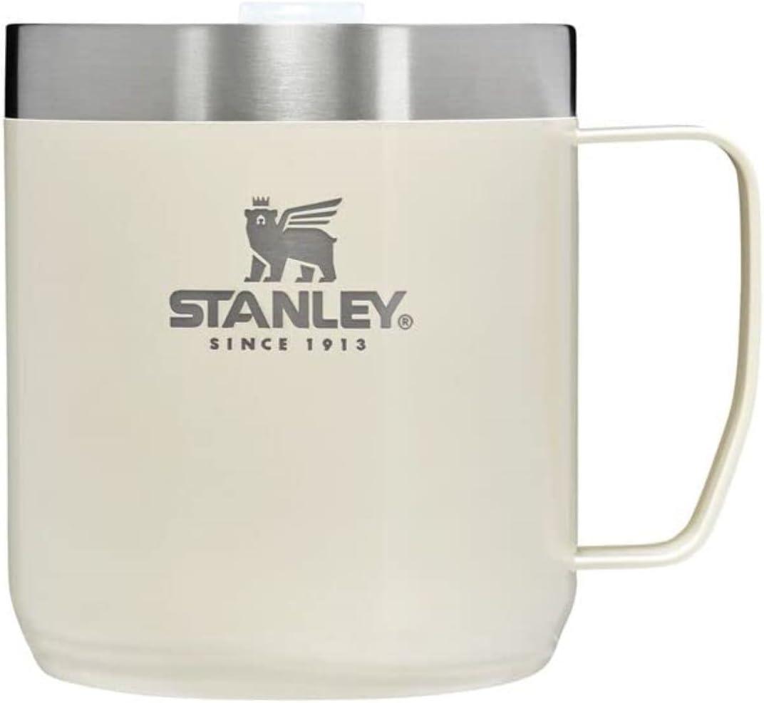 STANLEY Stay-Hot Camp Mug | Press Fit Drink Through Lid | Cup for Coffee, Tea and Drinks | Insulated Stainless Steel Coffee Mug | BPA-Free (12 Ounces, Cream Gloss)