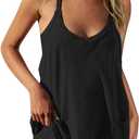 TARSE Athletic Dress for Women Casual Sleeveless Spaghetti Strap Sundress Workout Short Tennis Dress with Pockets (XX-Large, Black)