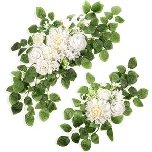 2 Packs Wedding Arch Flowers, 28/20 Floral Swag Flower Arch Arrangement for Wedding Ceremony Backdrop Reception Welcome Sign Background Decoration (White)