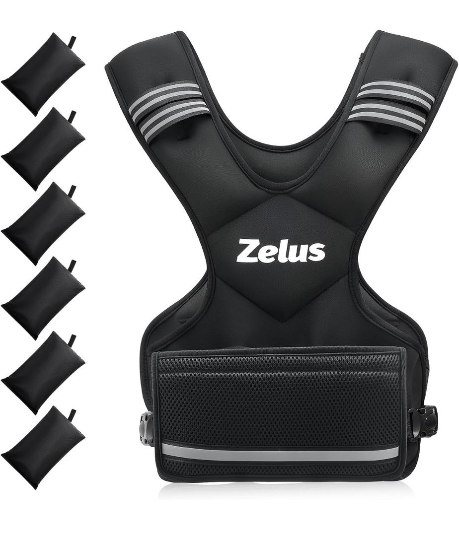 ZELUS Weighted Vest for Men and Women 11-20lb Vest with 6 Ironsand Weights for Home Workouts | Adjustable Body Weight Vest Exercise Set for Cardio and Strength Training