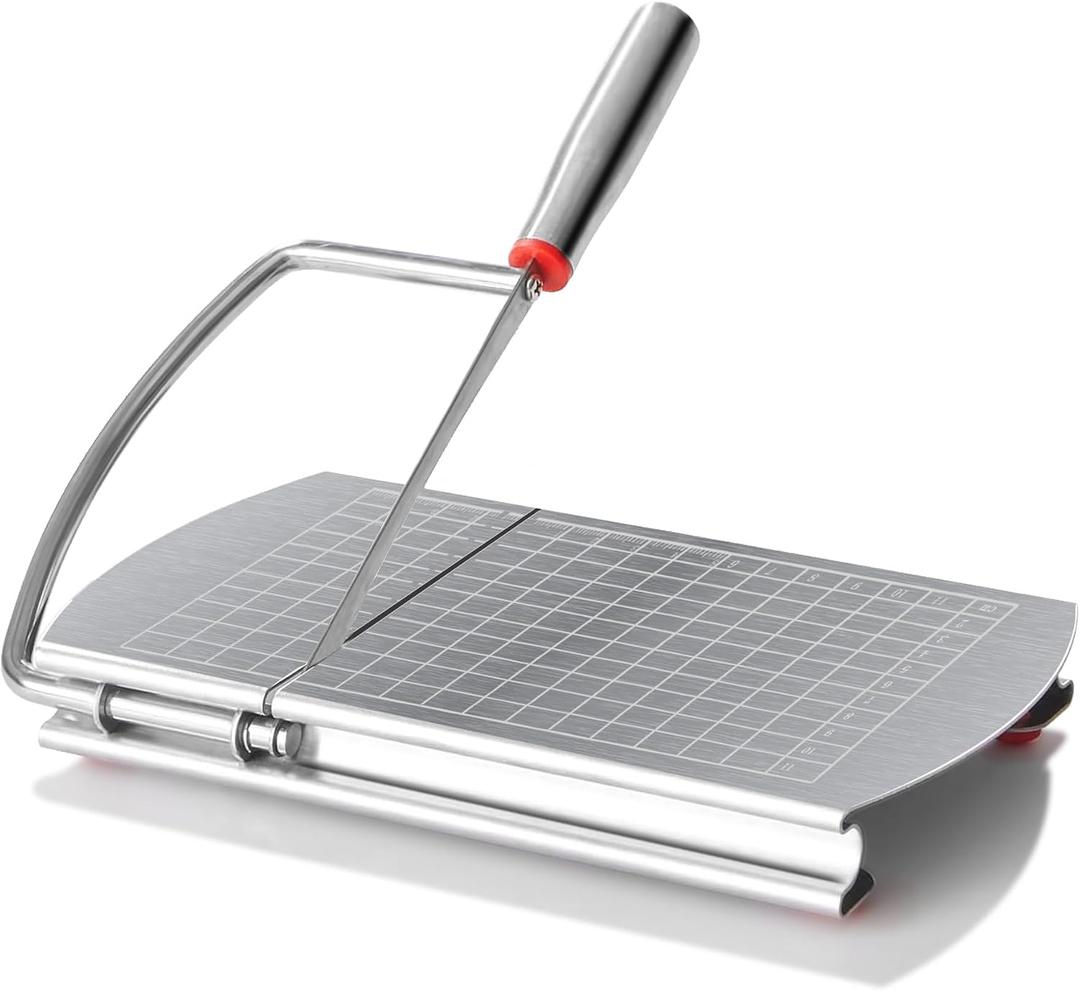 Cheese Slicer, Multipurpose Cheese Cutter Stainless Steel Cheese Slicers for Block Cheese, Butter, Sausages, Fruits Kitchen Gadget Cheese Cutting Board