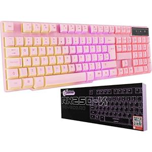 Orzly Pink Gaming Keyboard RGB USB Wired Rainbow Keyboard Designed for PC Gamers, PS4, PS5, Laptop, Xbox, Nintendo Switch, RX-250 Hornet Edition