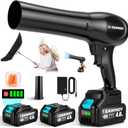 Cordless Leaf Blowers with 2 X 4.0Ah Batteries and Charger, 800000RPM Handheld Leaf Blower & 6 Speed Mode, Lightweight Mini Turbo Jet Blower, Rechargeable Leaf Blower for Lawn Care, Patio, Car, Drying